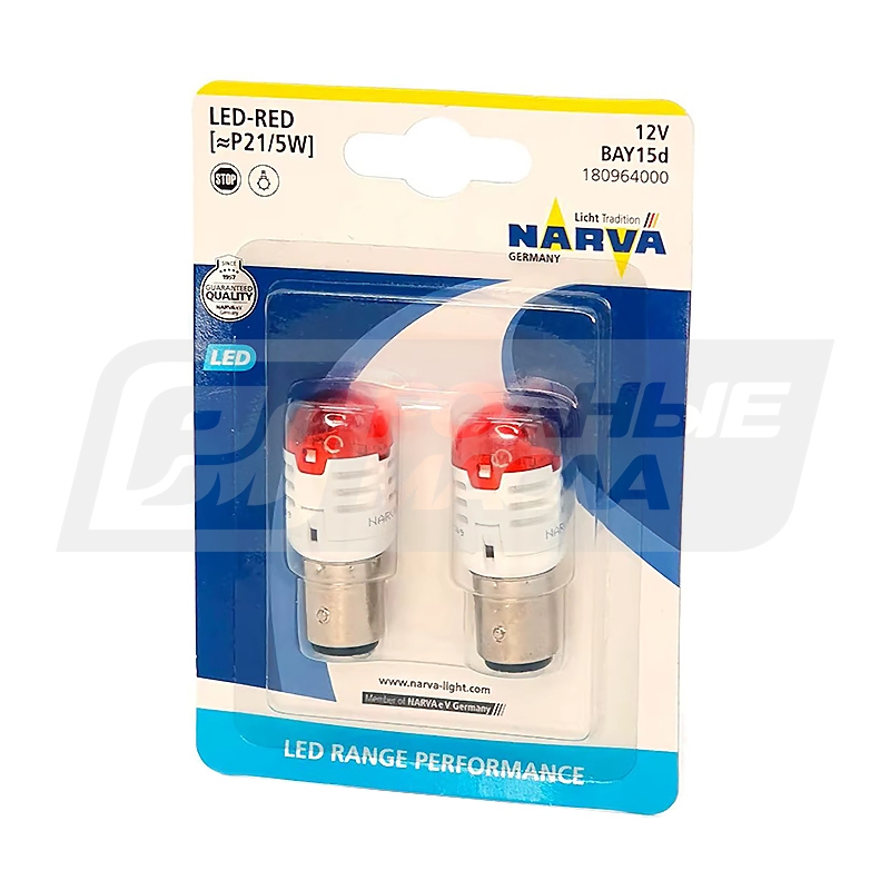 NARVA Range Performance LED P21/5W 12V 2.8/0.4W BAY15d, набор 2шт 18096